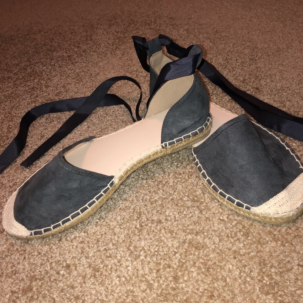 grey espadrille closed-toe sandal